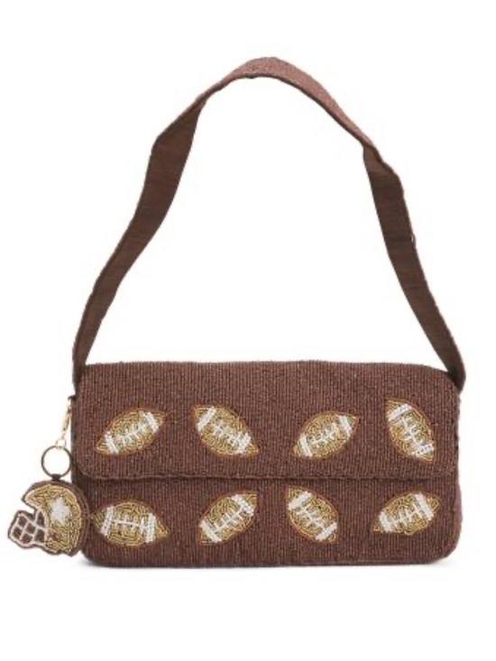 T.J.Maxx Handbags - SOL AND MER football motif fully beaded shoulder bag with charm
